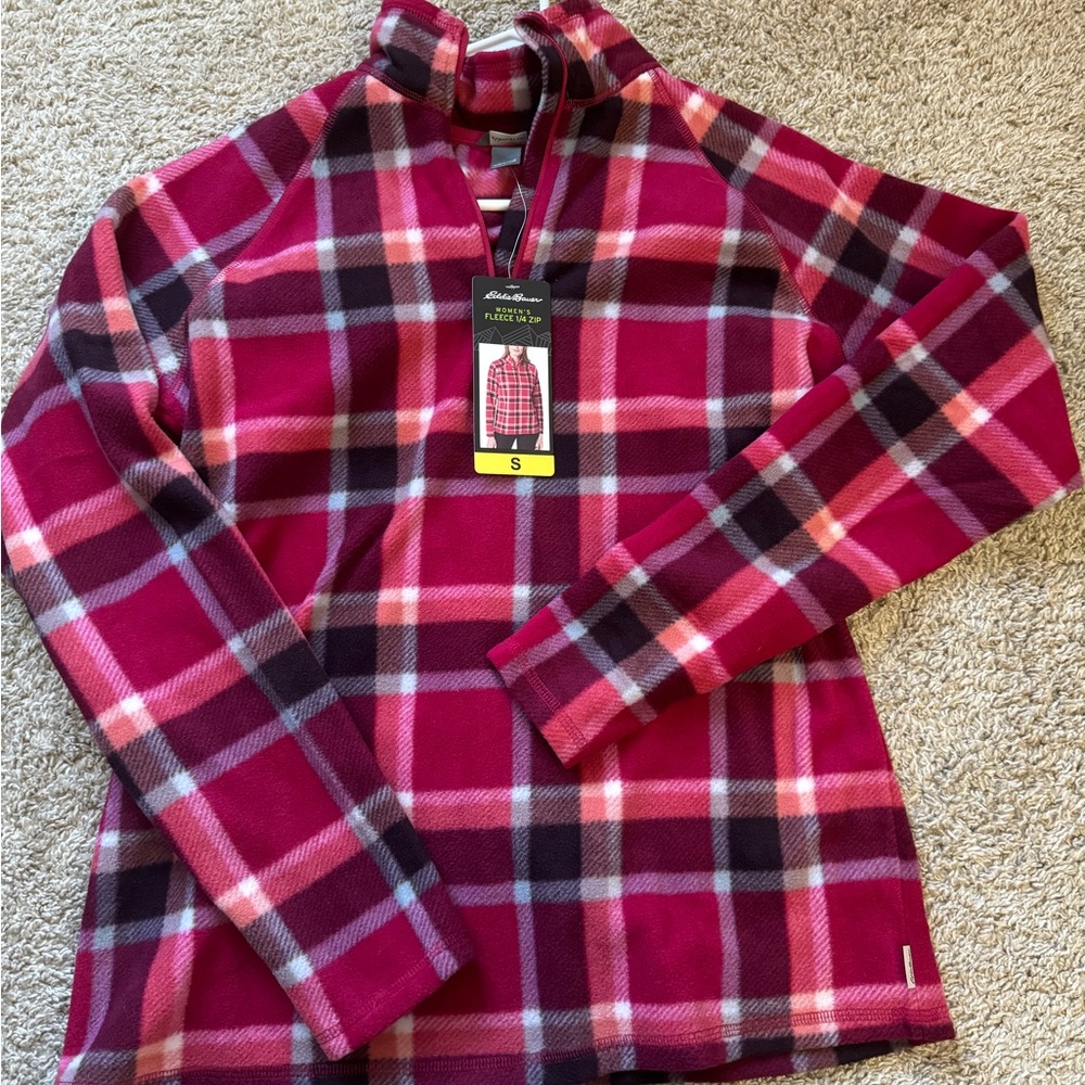 Eddie Bauer 1/4 zip, size small. Plaid.
